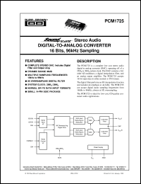 PCM1725U/2K Datasheet