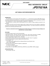 UPD75216AGF-XXX-3BE Datasheet