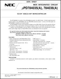 UPD784036GK-XXX-BE9 Datasheet