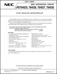 UPD784038GK-XXX-BE9 Datasheet