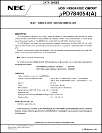 UPD784054GC(A2)-XXX-3B9 Datasheet