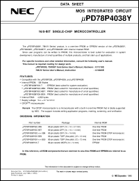 UPD78P4038YGK-BE9 Datasheet