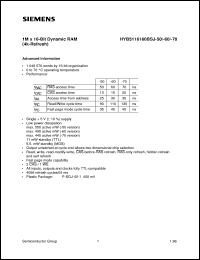 HYB5116160BSJ-50 Datasheet