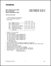 HYB5117405BJ-50 Datasheet
