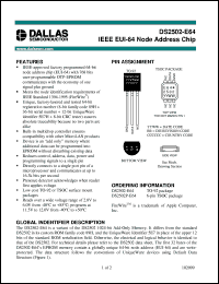 DS2502P-E64 Datasheet
